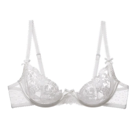 Sexy Completo Intimo Francese Reggiseno E Perizoma In Pizzo Ricamato Ultrasottile Con Ferretto Mesh Floreale Fiocco Lingerie