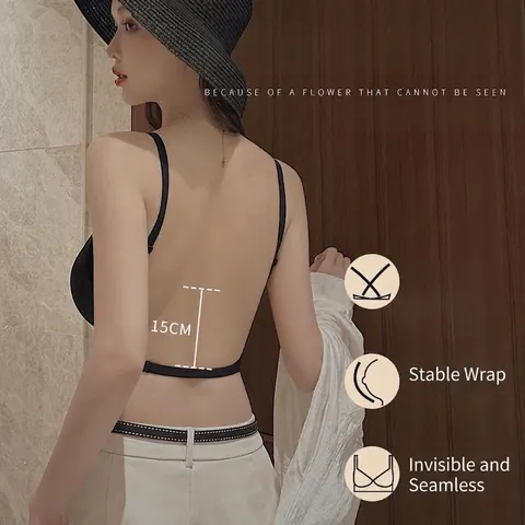 Soutien Gorge Push Up Sans Couture pour Femmes Top Et Bottom Confortable Sans Armature Dos Nu Style Coréen Lingerie Quotidienne