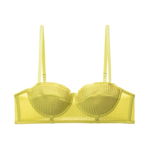 Reggiseno Push-up 1/2 Coppa Sottile in Cotone Stile Francese per Donna Lingerie in Pizzo Sexy Texture a Nido d'Ape con Ferretto Traspirante