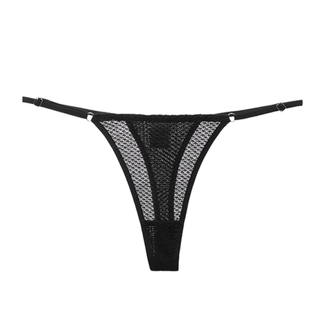 Tanga Sexy de Malla para Mujer G-String Correas Laterales Ajustables Transpirable Cintura Baja Ropa Interior T-Back