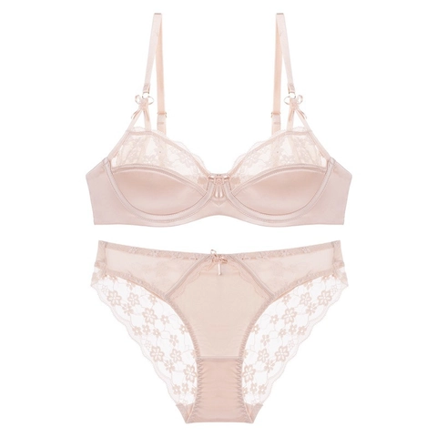 Reggiseno E Mutandine in Pizzo Sexy Stile Francese Lingerie con Ferretto Floreale in Raso per Donna Intimo Elegante Romantico