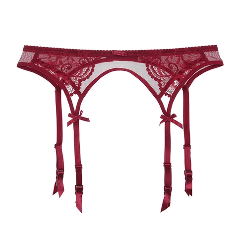 Reggicalze Donna Sexy in Pizzo Con Cinghie Regolabili Clip in Metallo Fiocco Vintage Floreale Intimo in Rete per Calze