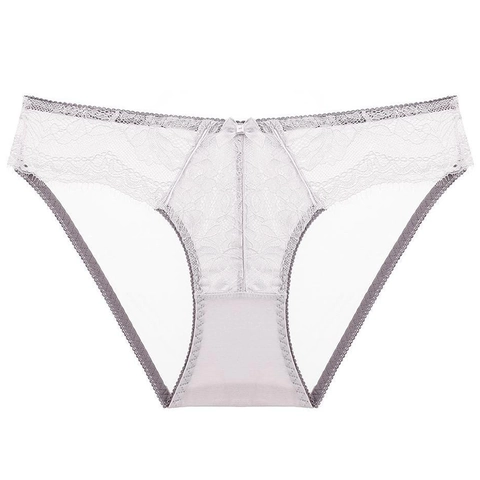 Women Sexy Lace Panties French Style Low Waist Embroidery Underwear With Bow Breathable Mesh Briefs Cotton Crotch Lingerie