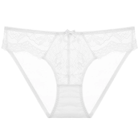 Women Sexy Lace Panties French Style Low Waist Embroidery Underwear With Bow Breathable Mesh Briefs Cotton Crotch Lingerie