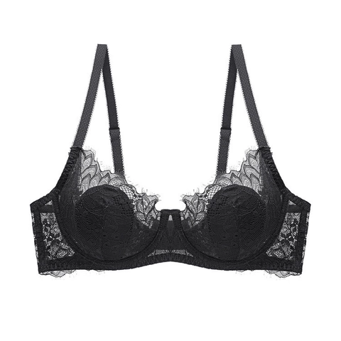 Women Sexy Lace Bra Underwire Thin Breathable French Style Push Up Lingerie Floral Minimizer Bralette For Women Daily Wear