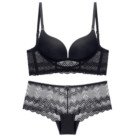 Seamless Wireless U-Back Backless Push-up Bra and Lace Panty Set Nylon Breathable Lingerie For Women Invisible Underwear Set
