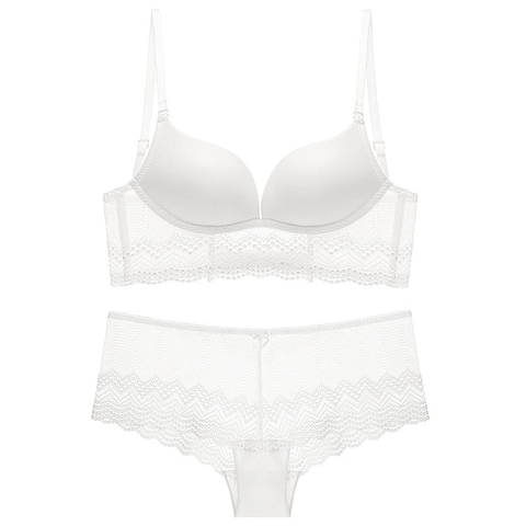Seamless Wireless U-Back Backless Push-up Bra and Lace Panty Set Nylon Breathable Lingerie For Women Invisible Underwear Set