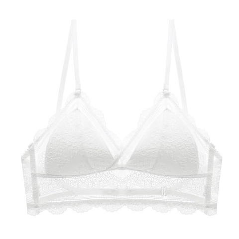 Reggiseno Sexy in Pizzo Stile Francese Senza Ferretto Coppa a Triangolo Sottile Retro a U Profondo Bralette Donna Intimo