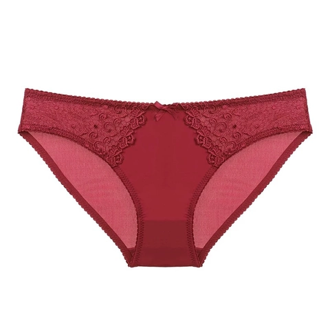 Mutandine Sexy da Donna in Pizzo Ricamate a Vita Bassa in Mesh Setoso con Fiocco Cavallo in Cotone Comodo Taglie Forti