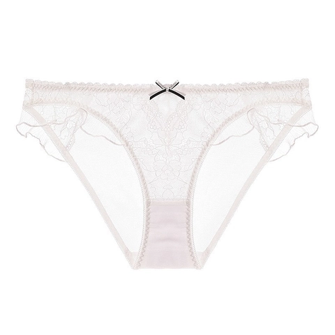 Culottes en Dentelle Française Sexy pour Femmes Slips en Maille Transparente Taille Basse Avec Nœud Volants Femme