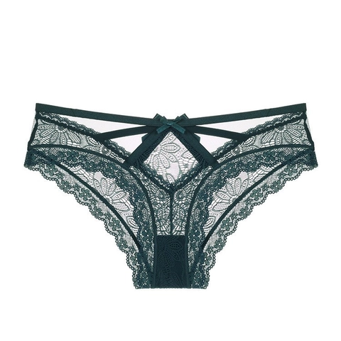 French Sexy Lace Panties For Women Thin Breathable Low Waist Underwear With Bow Floral Hollow Out Romantic Briefs