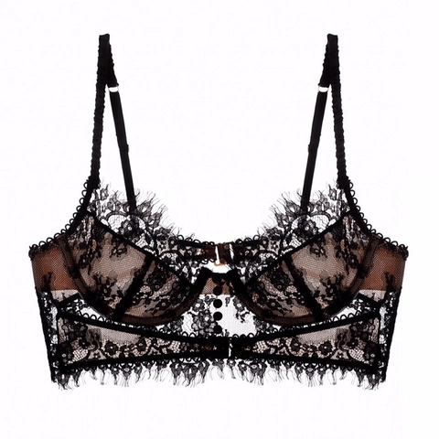 Soutien-Gorge en Dentelle Cils Ultra-Mince Sexy Style Français pour Femmes Floral Respirant Bralette Dos Nu Lingerie