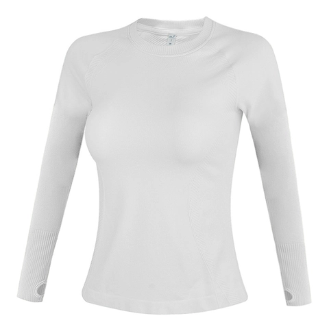 Dames Sneldrogend Yoga Top Lange Mouw Slim Fit Sport T-Shirt Ademend Naadloos Training Sportkleding Met Duimgaten