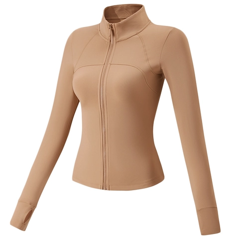 Damen Slim Fit Yoga Sportjacke Stehkragen Reißverschluss Lauf Fitness Top Mit Daumenlöchern Fleece Gefütterte Sportbekleidung