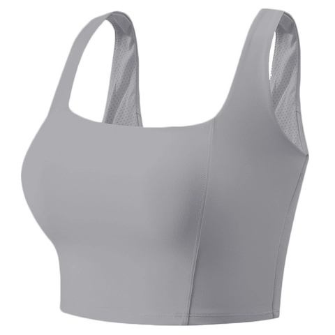 Sujetador Deportivo de Alto Impacto Cuello Cuadrado Tirantes Anchos Chaleco de Yoga Transpirable Mujer Fitness Gimnasio Top