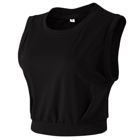 Dames Casual Mouwloze Sport Crop Top Katoen Yoga Vest Los Ademend Ronde Hals Hardlopen Tanktop Workout Kleding