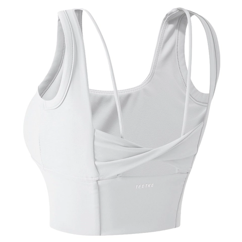 Reggiseno Sportivo da Donna Senza Cuciture ad Alto Impatto in Misto Nylon Schiena Incrociata Imbottito per Yoga Fitness Corsa