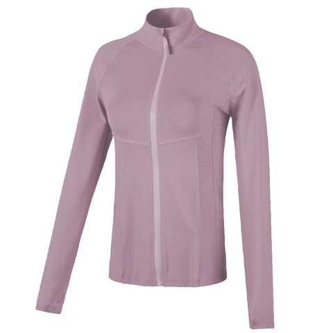 Giacca Sportiva Slim Fit da Donna Collo Alto Cerniera Corsa Yoga Top Maniche Lunghe Activewear con Asole Pollice