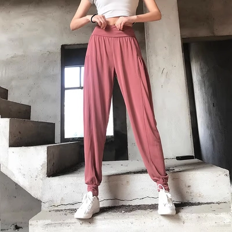 Women High Waisted Joggers Loose Fit Yoga Pants Breathable Cuffed Harem Sweatpants For Gym Running Casual Sportswear