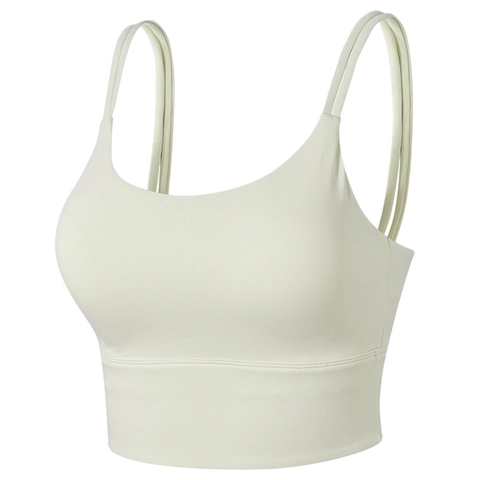 Damen Seamless High Impact Sport BH Doppelte Spaghettiträger Longline Yoga Fitness Workout Tank Top Workout Büstenhalter