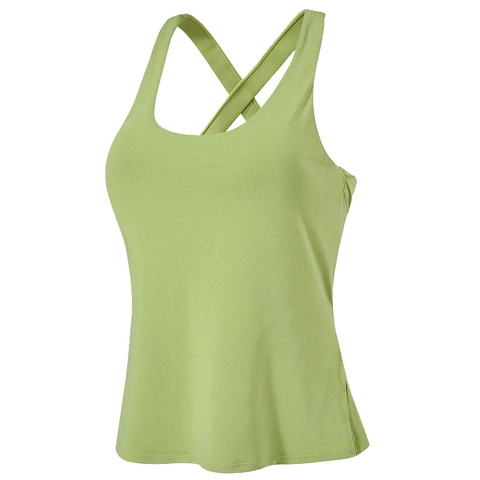 Women's Cross Back Yoga Tank Top With Built-in Chest Pads Slim Fit Quick Dry Breathable Workout Sports Sleeveless Top