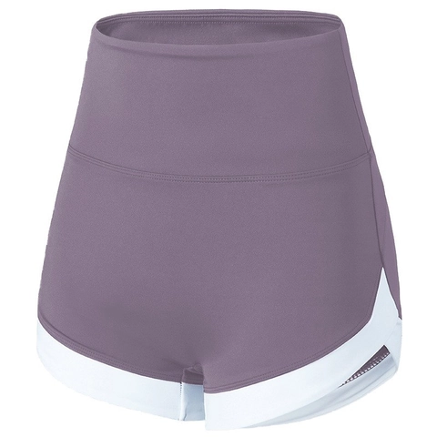 Women High Waist Yoga Shorts Quick Dry Fitness Running Shorts With Contrast Binding Breathable Double Layer Sporty Activewear