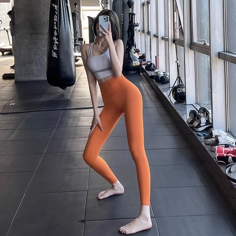 Pantaloni da Yoga a Vita Alta Donna Controllo Addominale Push Up Glutei Effetto Nudo Leggings Sportivi per Fitness Palestra Corsa