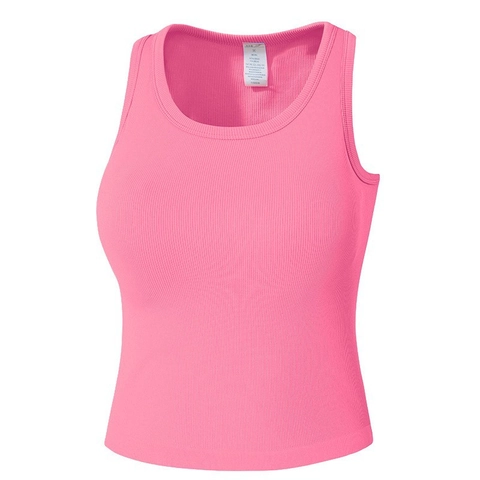 Women's Ribbed Yoga Sport Tank Top Sleeveless Slim Fit Pilates Training Vest Moisture Wicking Breathable Fitness Bra Top