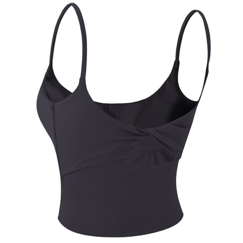 Sujetador Deportivo para Mujer con Espalda Torsada Tirantes Finos Top Corto de Yoga Fitness Gimnasio Color Sólido