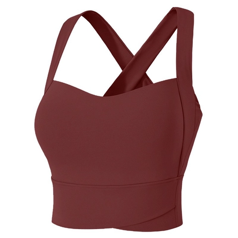 Sujetador Deportivo Mujer High Impact Espalda Cruzada Acolchado Yoga Tank Top Athletic Crop Top Para Fitness Running Gym