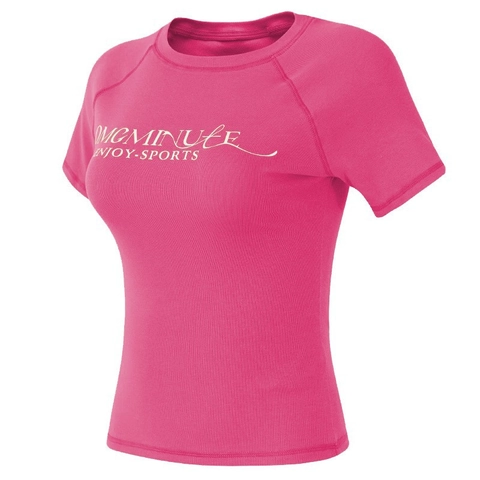 Damen Slim Fit Sport T-Shirt Rundhals Buchstaben Druck Kurzarm Yoga Top Atmungsaktiv Baumwollmischung Laufen Fitness Activewear