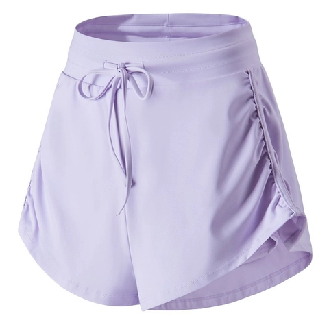 Women's High Waist Sports Shorts 2-in-1 Running Fitness Shorts Ruched Side With Drawstring Breathable Quick Dry Yoga Shorts