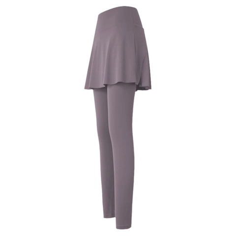 Leggings de Yoga de Dos Piezas Falsos para Mujer Cintura Alta Levantamiento de Glúteos Falda-pantalón Deportiva para Correr