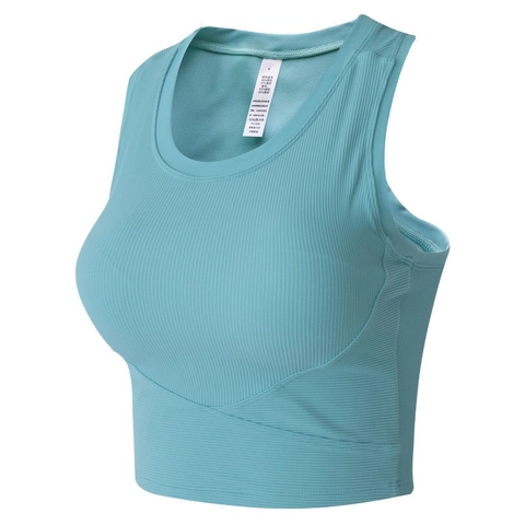 Sujetador Deportivo Acanalado para Mujer Crop Top de Yoga Cruzado Delantero Fitness Pilates de Alto Impacto Chaleco de Entrenamiento