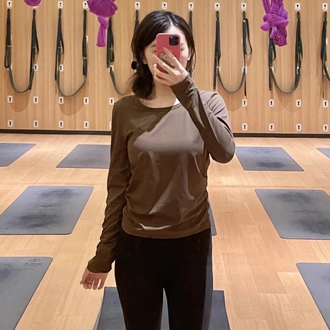 Top de Yoga Ajustado Acanalado para Mujer Manga Larga Camiseta de Entrenamiento Fruncida Lateral Transpirable Gimnasio Corsa