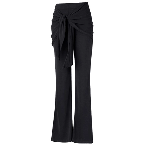 Damen Yoga Schlaghose Mit Hoher Taille Gefälschter Zweiteiler Schnürung Vorne Slim Pilates Sport Leggings Schlaghose