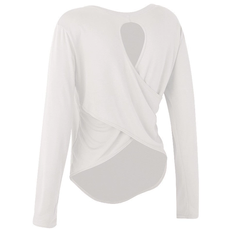 Top de Yoga de Manga Larga para Mujer Transpirable Espalda Cruzada Fitness Correr Camisa Deportiva Gimnasio