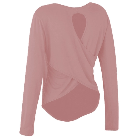 Top de Yoga de Manga Larga para Mujer Transpirable Espalda Cruzada Fitness Correr Camisa Deportiva Gimnasio