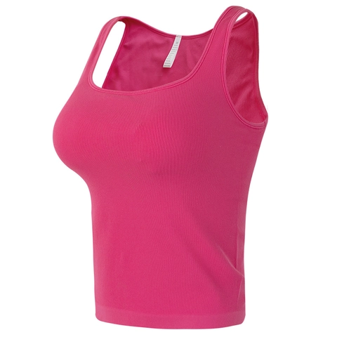 Women's Ribbed Seamless Yoga Tank Top Integrated Sports Bra Crop Vest For Fitness Pilates Training Summer Sportswear