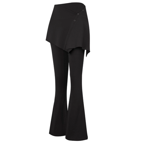 Pantaloni da Yoga a Vita Alta da Donna Con Sovrapposizione di Gonna Asimmetrica Sollevamento Fianchi Leggings Micro Flare per Pilates Corsa Allenamento