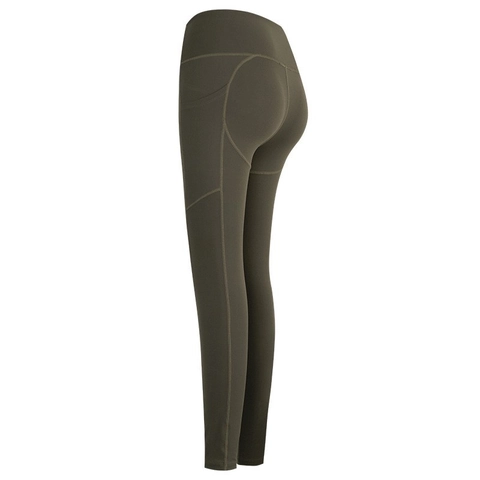 Leggings Donna a Vita Alta Effetto Nudo Controllo Pancia Push Up Con Tasche Laterali Pantaloni Sportivi da Corsa