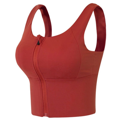 Sujetador Deportivo de Alta Intensidad Antichoque para Mujer Con Cremallera Frontal Sin Aros Transpirable Elástico Yoga Correr Fitness Top