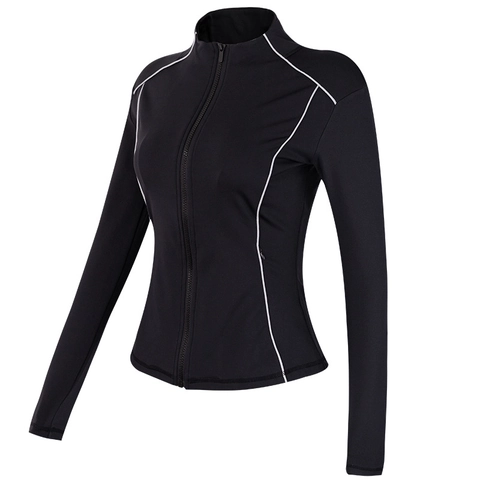 Giacca Sportiva da Donna Vestibilità Aderente Full Zip Colletto in Piedi Foderata in Pile Yoga Corsa Manica Lunga Fitness