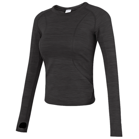 Nahtloses Damen Langarm Yoga Oberteil Slim Fit Laufshirt Mit Daumenlöchern Hochelastisches Atmungsaktives Trainings T-Shirt