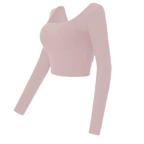Women's Slim Fit Cropped Yoga T-Shirt Square Neck Long Sleeve Backless Athletic Top For Gym Running Workout Training