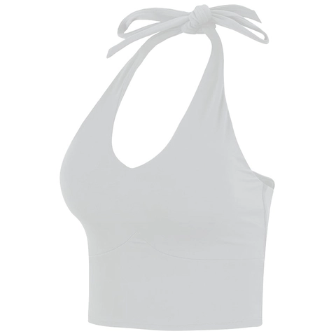 Sujetador Deportivo con Cuello Halter para Mujer Antichoque Push Up Yoga Camiseta sin Mangas Espalda Aire Fitness Chaleco
