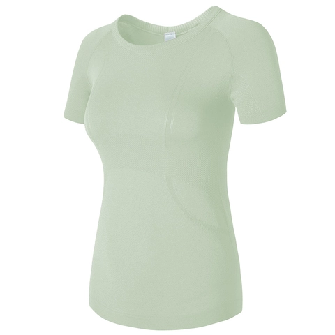 Women Seamless Short Sleeve Yoga T-Shirt Breathable Quick Dry Running Fitness Slim Fit Athletic Gym Workout Top