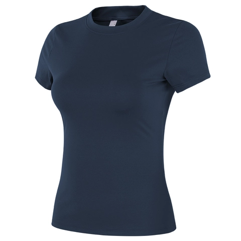 Damen Slim Fit Yoga T-Shirt Schnelltrocknend Kurzarm Training Top Elastisch Feuchtigkeitstransportierend Laufen Fitness Activewear