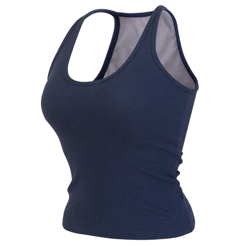 Camiseta de Tirantes Deportiva para Mujer con Almohadillas Incorporadas Top de Yoga sin Mangas de Canalé