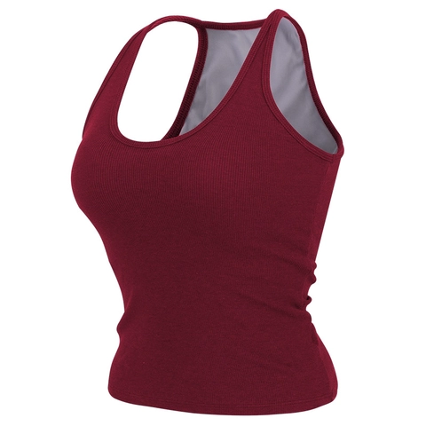Camiseta de Tirantes Deportiva para Mujer con Almohadillas Incorporadas Top de Yoga sin Mangas de Canalé